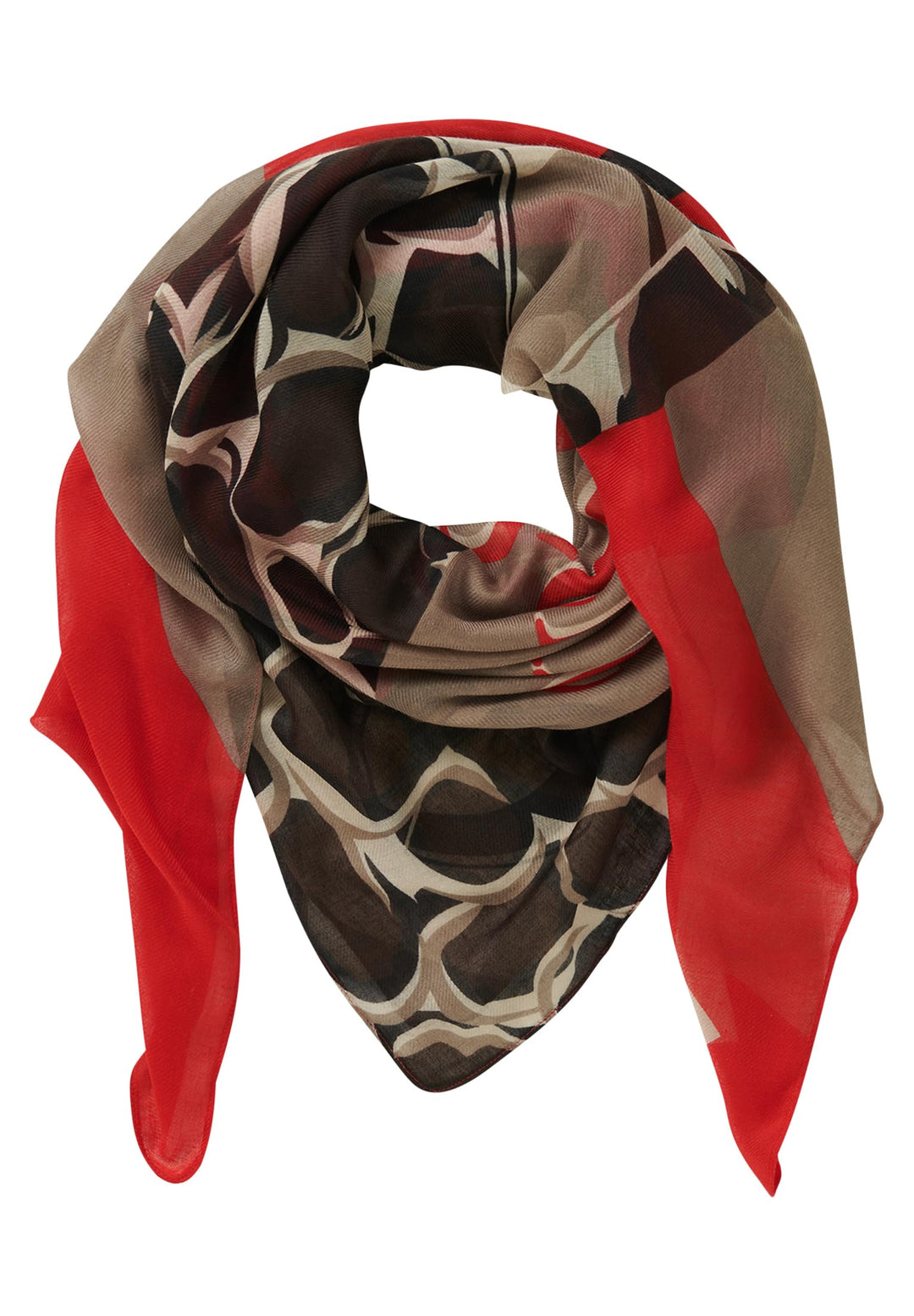 Betty Barclay Damen Tuch mit Aufdruck ACC, Taupe/Rot