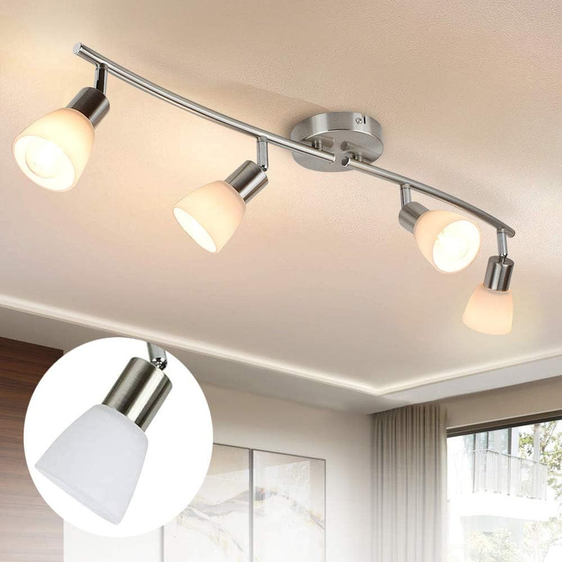 PADMA LED Deckenstrahler Deckenlampe schwenkbare Deckenleuchte Metall Chrom Spotbalken für Wohnzimme