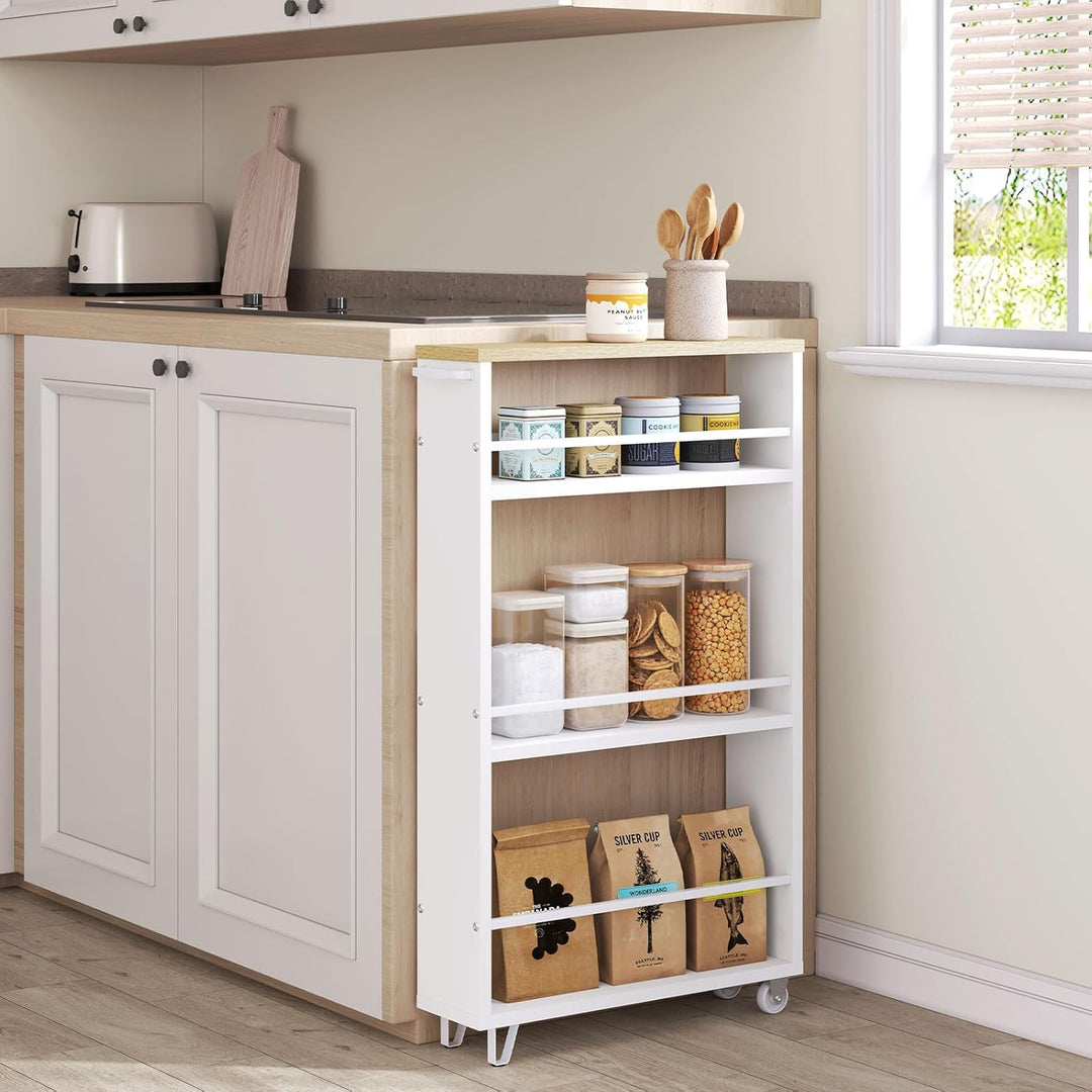 WOLTU Küchenwagen mit 3 Ebenen, Küchenregal Servierwagen Nischenregal mit Rollen, Rollwagen Rollcont