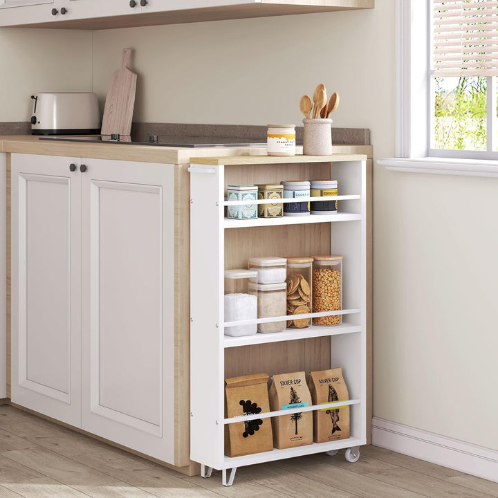 WOLTU Küchenwagen mit 3 Ebenen, Küchenregal Servierwagen Nischenregal mit Rollen, Rollwagen Rollcont