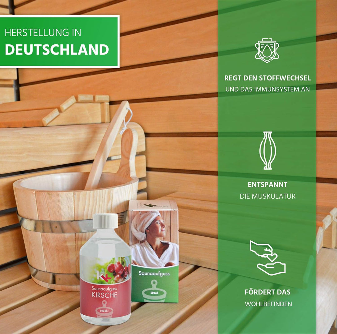 KK Sauna Aufguss Konzentrate PREMIUM - Made in Germany - Duftsorte Kirsche - 500 ml Flasche - Wellne