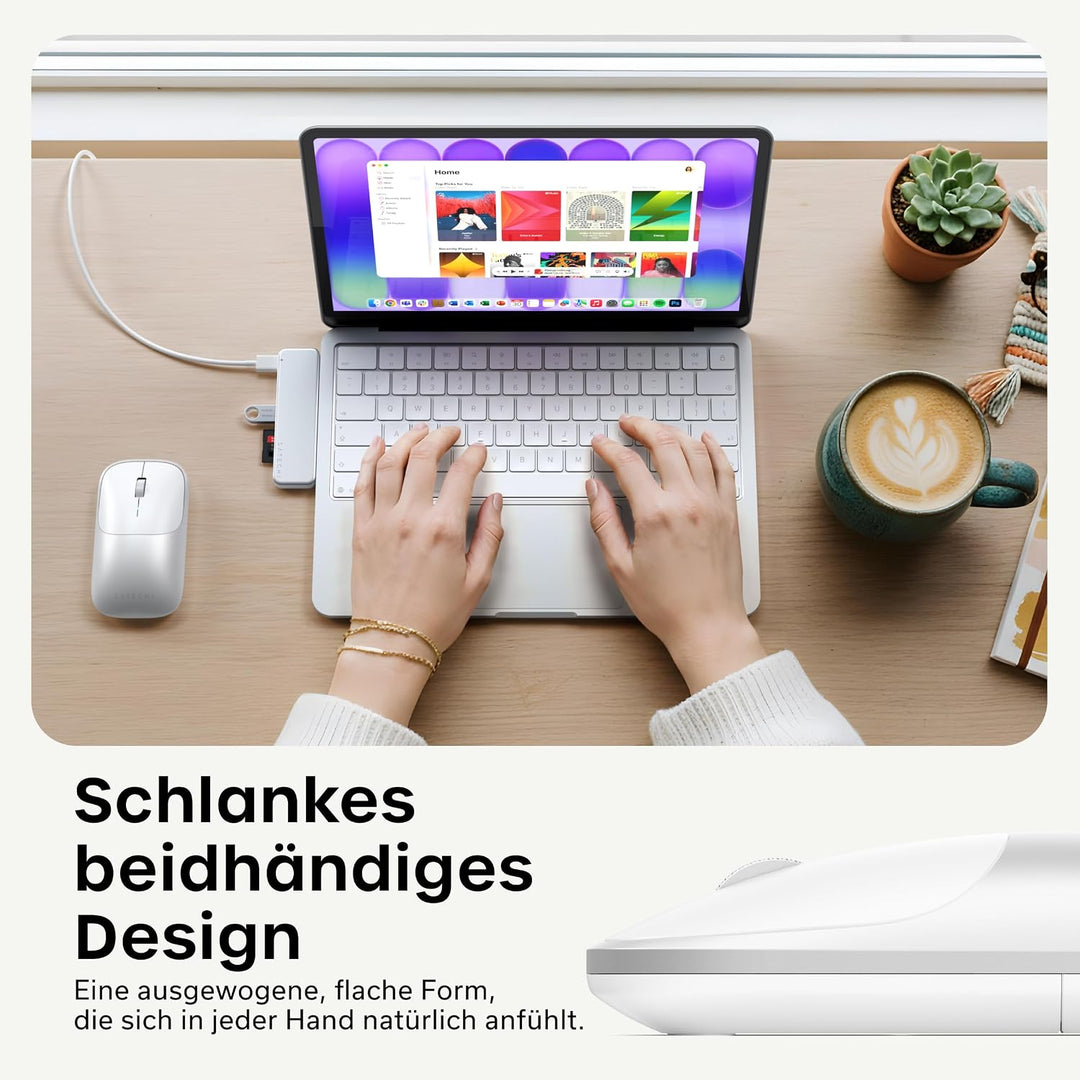 SATECHI Slim EX Kabellose Computermaus, Multi Device Bluetooth & 2,4-GHz für macOS, Windows, iPadOS
