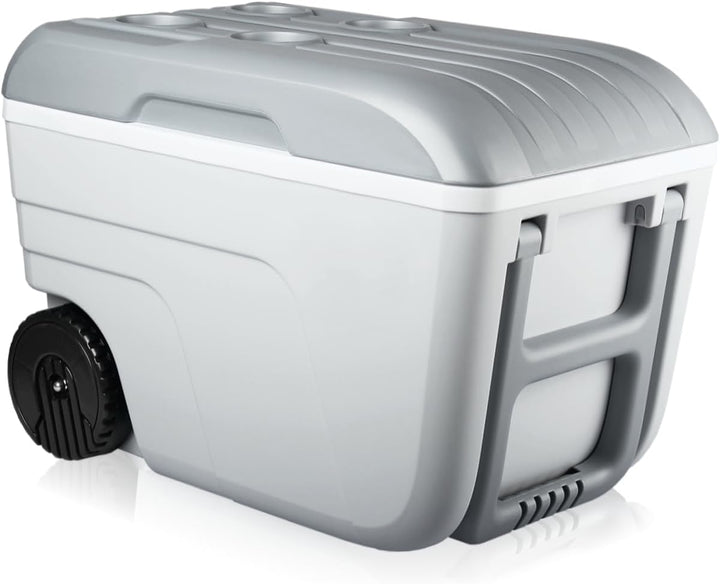 Kühlbox mit Rollen 52L Isolierbox Kühltasche 24 Stunden Camping Thermobox Isoliertasche Grau