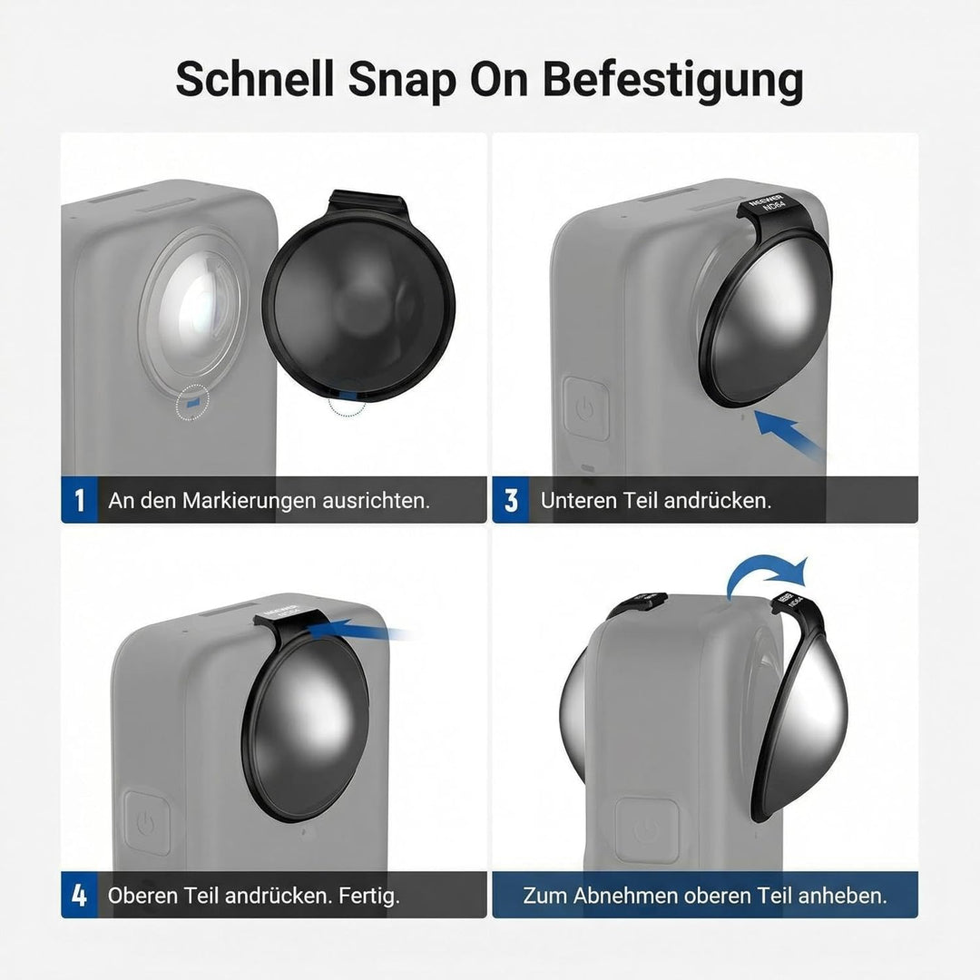 NEEWER ND Filter Set kompatibel mit DJI Osmo 360 nur, ND8 (3 Stop), Snap On, mehrfachvergüteter opti