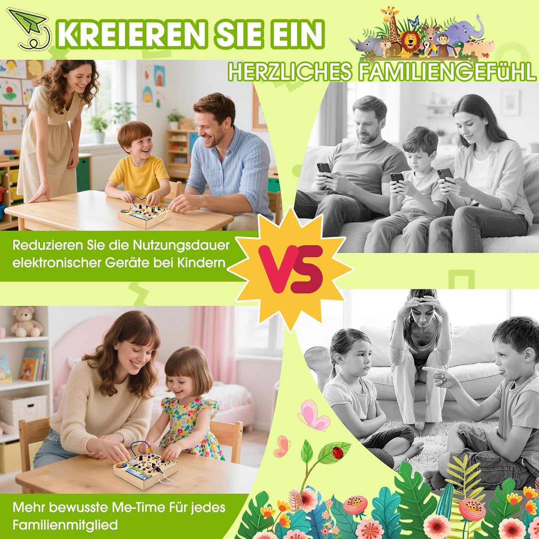 Fwiull Montessori Spielzeug ab 1 Jahr,Baby Montessori Busy Board,Activity Board Montessori ab 2 Jahr