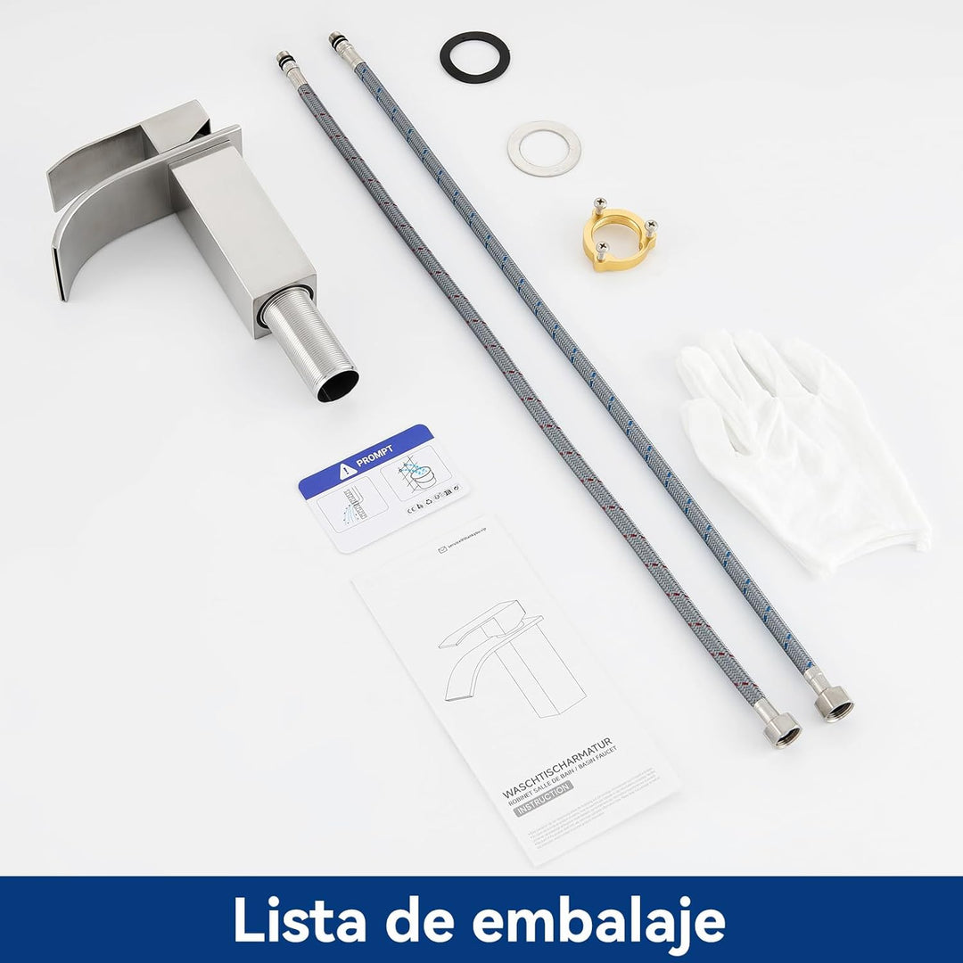 CECIPA Wasserhahn Bad, Waschtischarmatur Wasserfall, Armatur Badezimmer Edelstahl, Waschbecken Armat