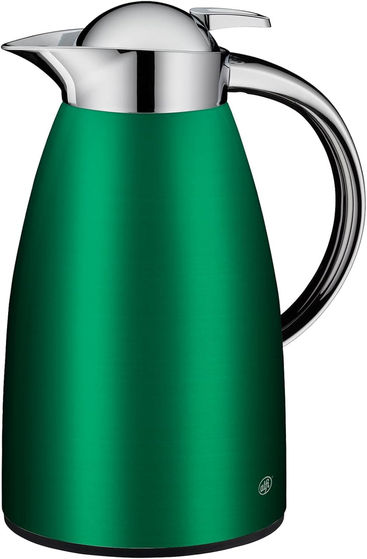 alfi SIGNO 1.0l, satin grün, Edelstahl-Isolierkanne mit hygienischem Hartglaseinsatz, Drehverschluss