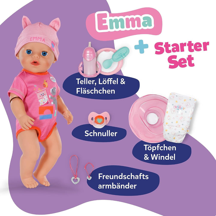BABY Born Emma Click &amp; Play, Babypuppe mit 10 Funktionen und 8 Accessoires, für Kinder ab 3 Jahren,