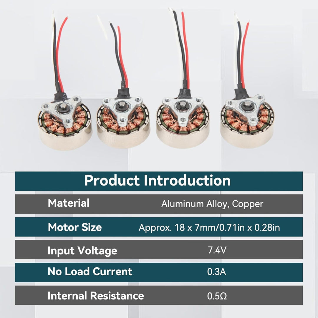 Mini RC Quadcopter Drohnenmotor, 4 Stück 7,4 V 0,3 A 0,5 Ω 18x7mm/0,71x0,28 Zoll Micro 1503 Bürstenl
