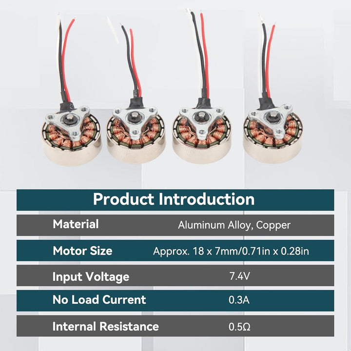 Mini RC Quadcopter Drohnenmotor, 4 Stück 7,4 V 0,3 A 0,5 Ω 18x7mm/0,71x0,28 Zoll Micro 1503 Bürstenl