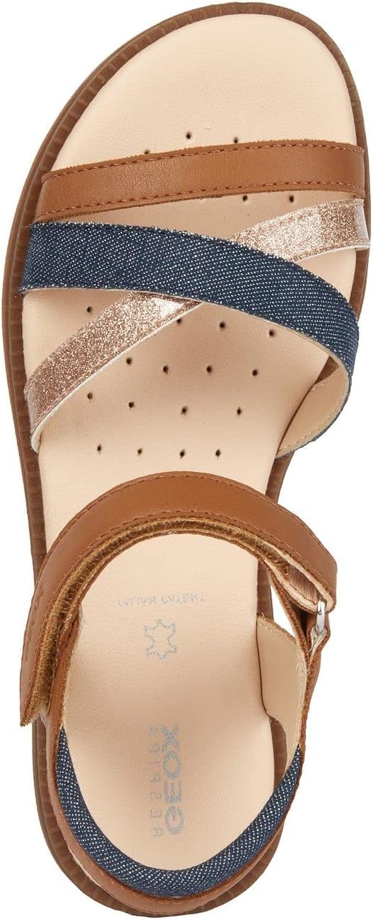 Geox Mädchen J Karly Girl Sandal 24 EU Cognac Avio, 24 EU Cognac Avio
