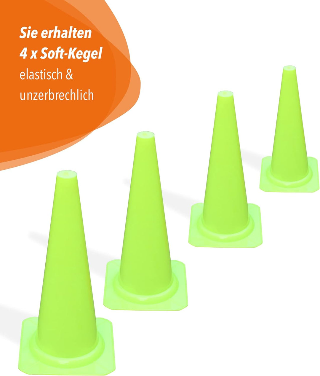 Soft-Kegel 45 cm – Soft-Pylone – Markierkegel – 4 im Set – Fussball, Hundetraining, Kitas & Pferdetr