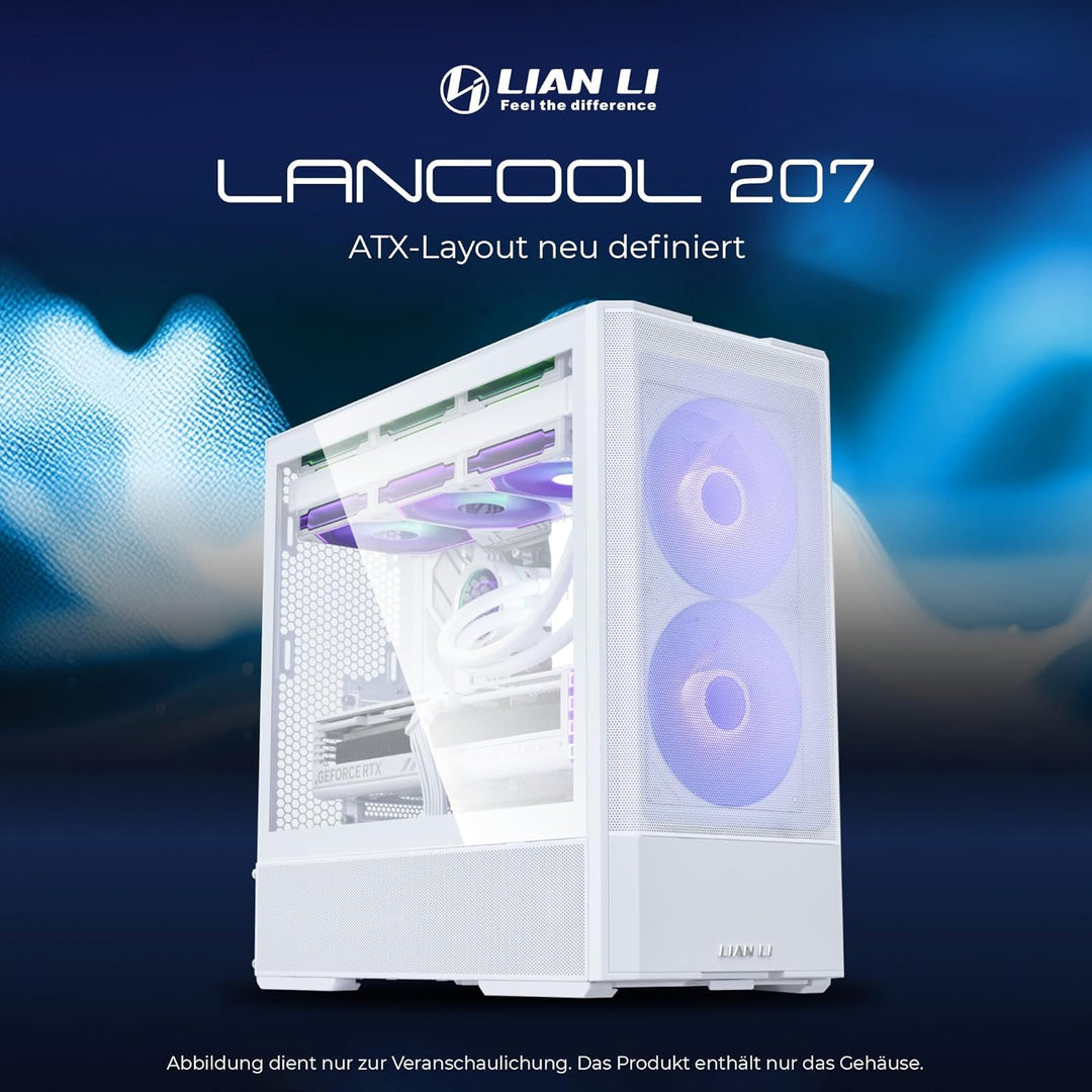 Lian Li LANCOOL 207 Gaming PC Gehäuse ATX Weiss - Midi Tower PC Gehäuse mit RGB-Beleuchtung, Grafikk