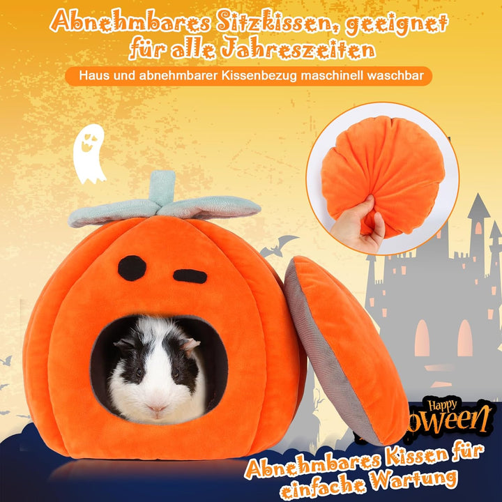 SBAYOOL Halloween Kürbis Meerschweinchen Bett, Niedlich Und Warmes Meerschweinchen Kuschelhöhle, Mee