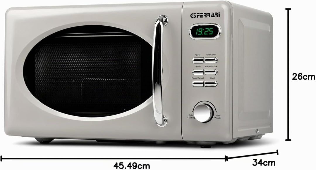 G3 Ferrari G10155 Sapormio Vintage, Digitaler Retro-Mikrowellenofen, 1150W, 20 Liter, 8 Programme, 4