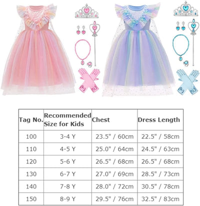 FYMNSI Mädchen Prinzessin Kostüm Kleid Umhang mit Zubehör Weihnachten Halloween Fasching Karneval Ve