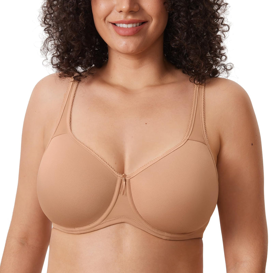 DELIMIRA Damen BH mit Bügel Nahtlose Vollschalen T-Shirt BHS Gepolstert Grosse Grössen 70C Kaum Buff