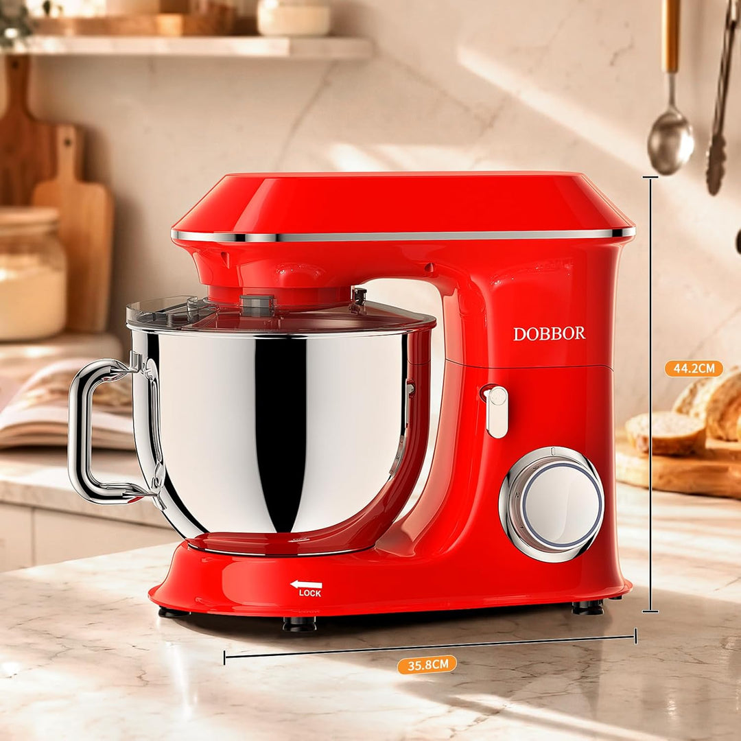 9.5L Küchenmaschine Knetmaschine 1500W, DOBBOR Rührmaschine mit Rührbesen, Knethaken, Schlagbesen, S