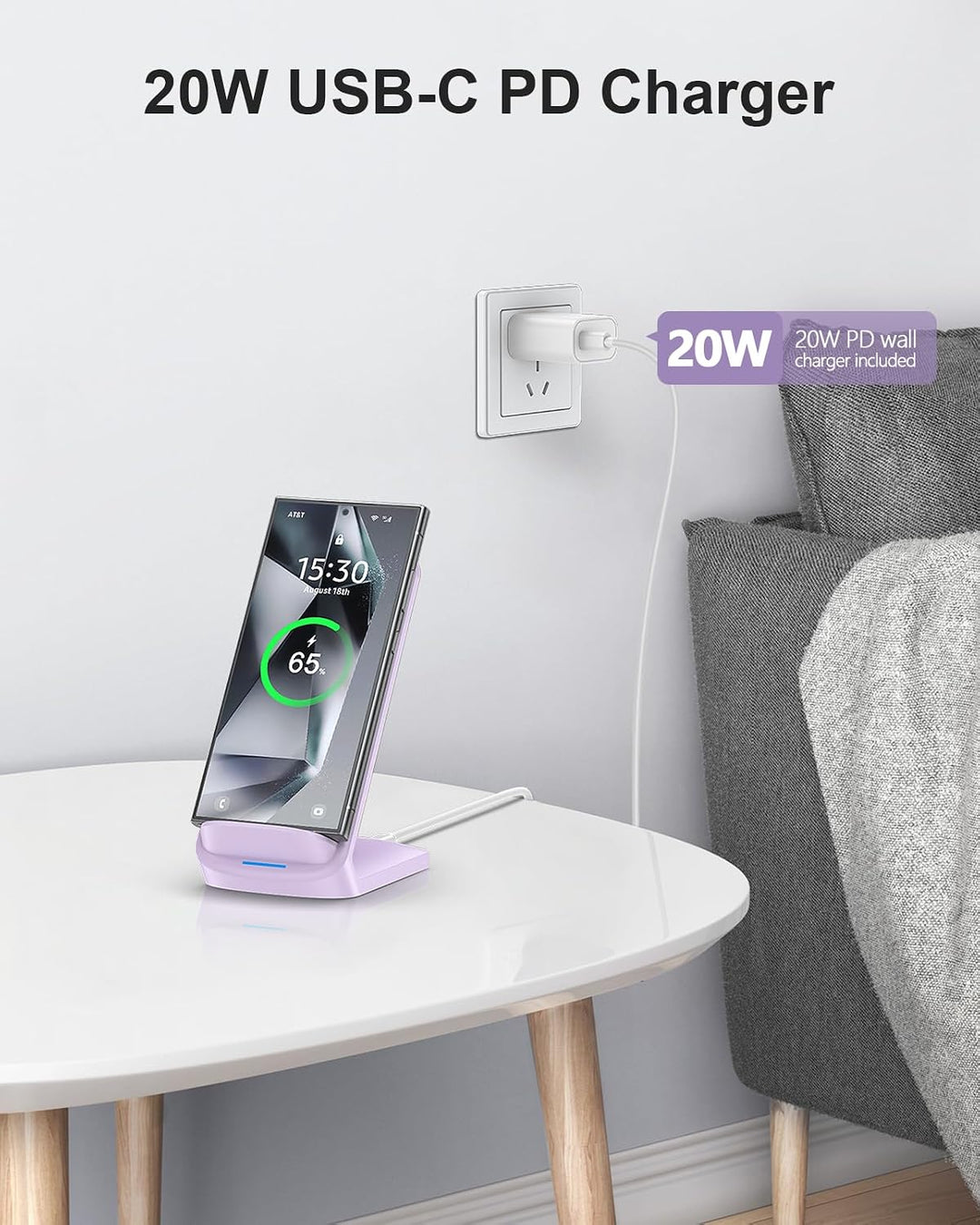 NANAMI Wireless Charger mit 20W PD Netzteil, 15W Induktive Ladestation Set | Für iPhone 17/16/15/14/