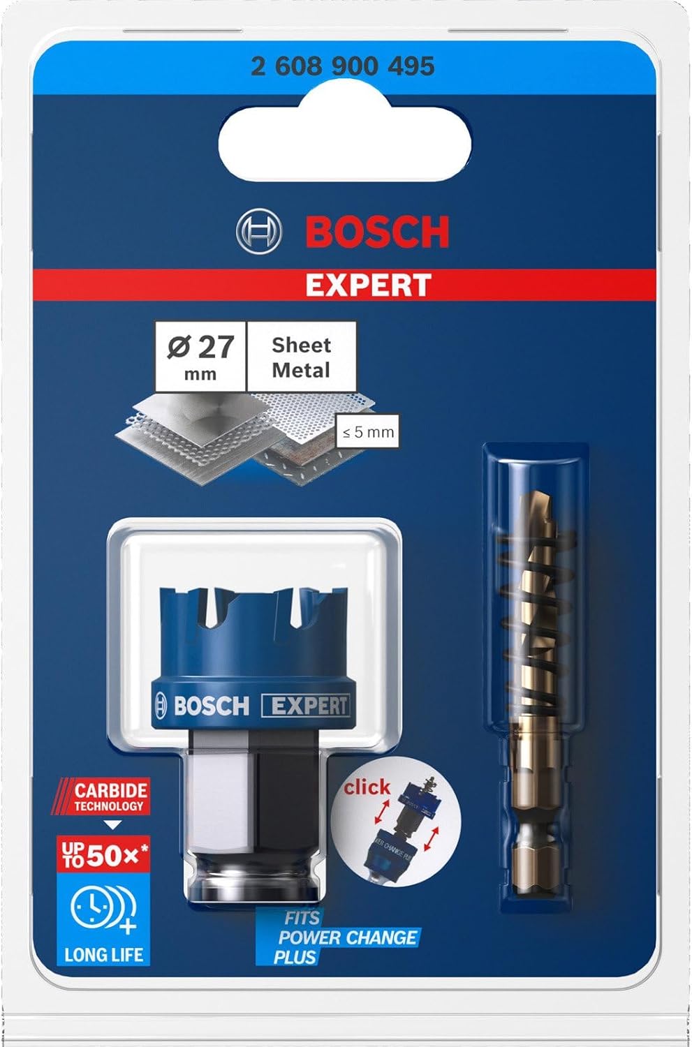 Bosch Accessories 1x Expert Sheet Metal Lochsäge (für Stahlbleche, Edelstahlbleche, Ø 27 mm, Zubehör
