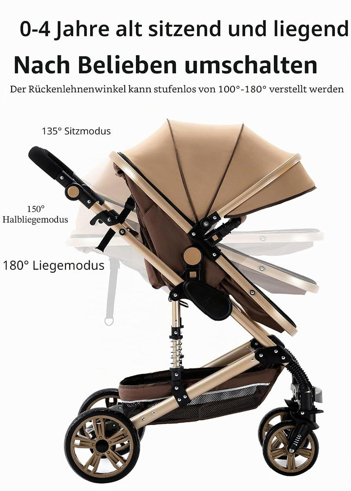 3 in 1 Kombikinderwagen 3 in 1 Reisesysteme Kinderwagen Infant Hochlandschaft Liegender Buggy Kinder