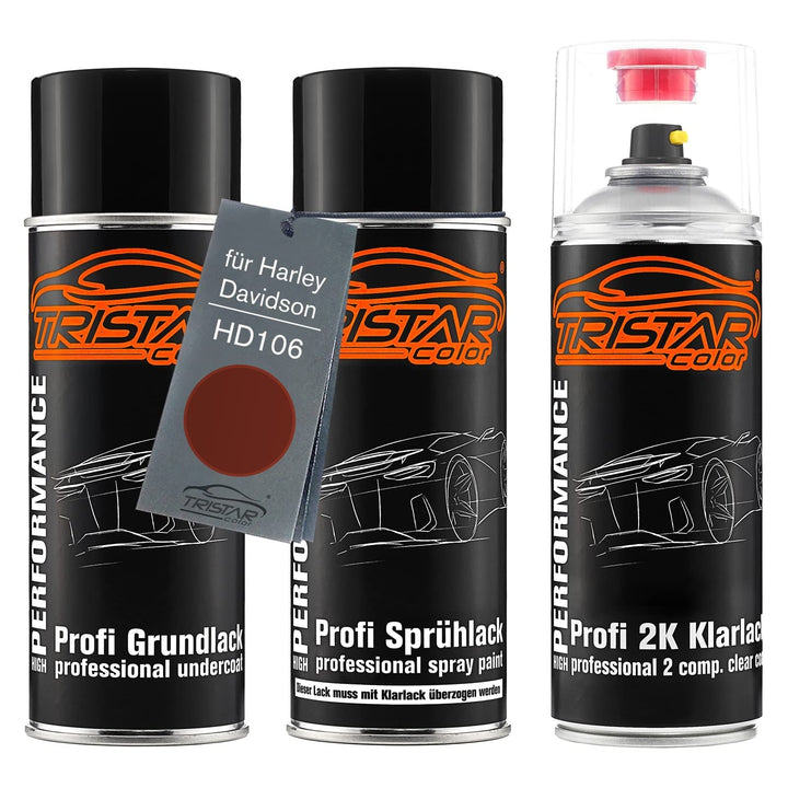 TRISTARcolor Motorradlack 2K Spraydosen Set für Harley Davidson HD106 Candy Brown Metallic Grundlack
