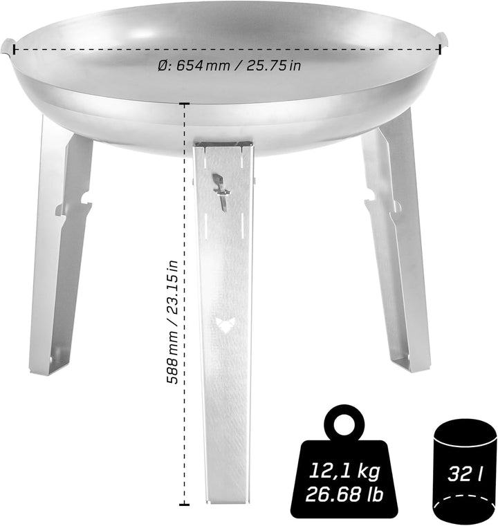 FENNEK Allround | die multifunktionale Feuerschale aus Edelstahl | optional mit Schwenkgrill oder Fe