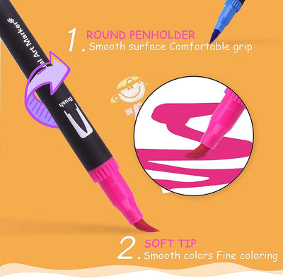 Laconile Marker & Filzstifte 120 Colours Pinselstifte,Dual Tip Brush Pen set Handlettering Stifte Fi