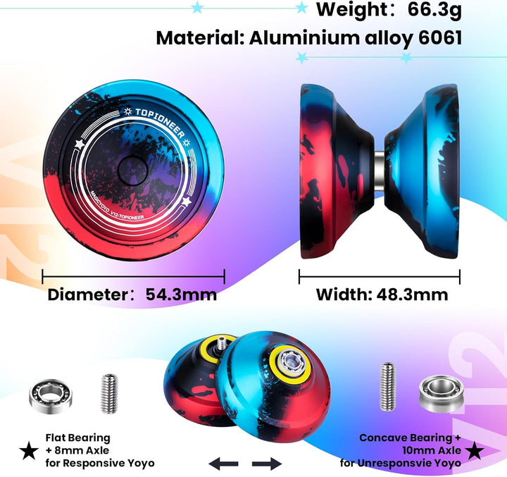 MAGICYOYO JoJo V12 Finger Spin Yoyo Responsive Yoyo für Kinder von 8 Jahren oder älter, Profi Jo Jo