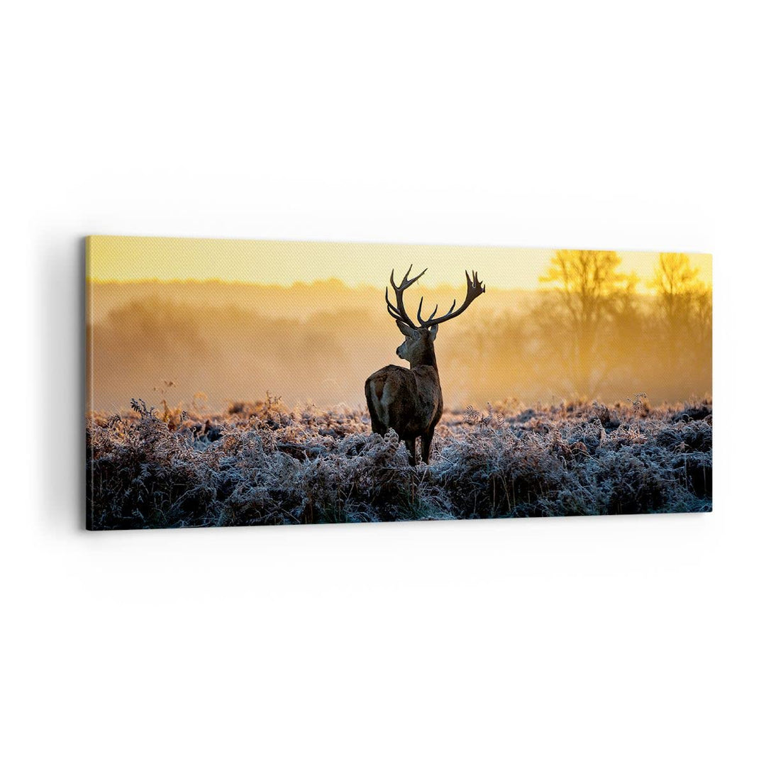 Panorama Bilder auf Leinwand 100x40cm Leinwandbild Feld Nebel Natur Baum Gross Wanddeko Bild Schlafz