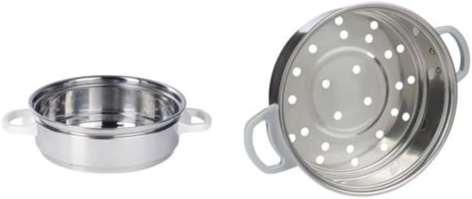 KeMar Kitchenware KRC-200 Reiskocher Edelstahltopf (1,4L, 500W, Weiss) | Glasdeckel | Bambuslöffel,