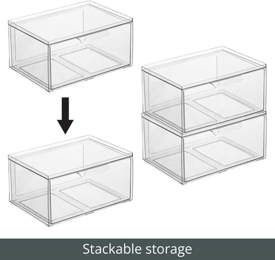 mDesign Weite Aufbewahrungsbox mit Schublade – stabile Schubladenbox aus Kunststoff für den Kleiders