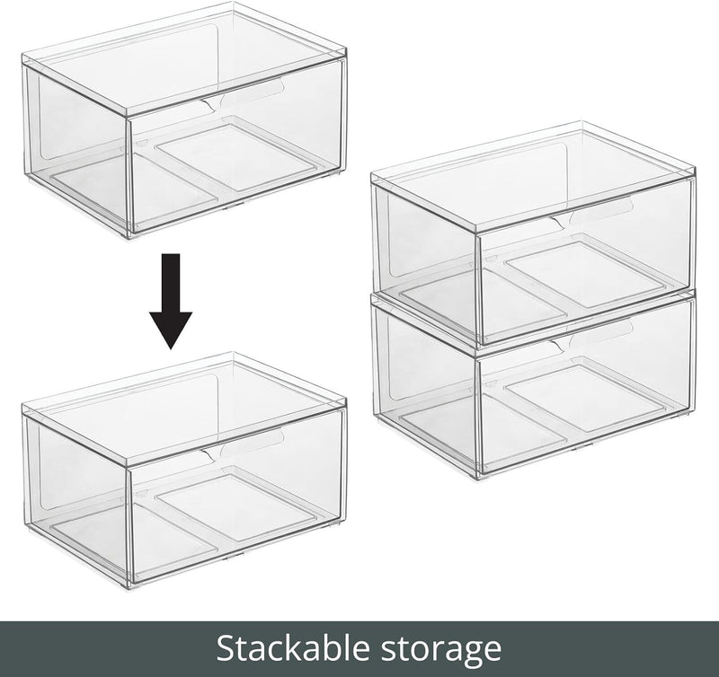 mDesign Weite Aufbewahrungsbox mit Schublade – stabile Schubladenbox aus Kunststoff für den Kleiders