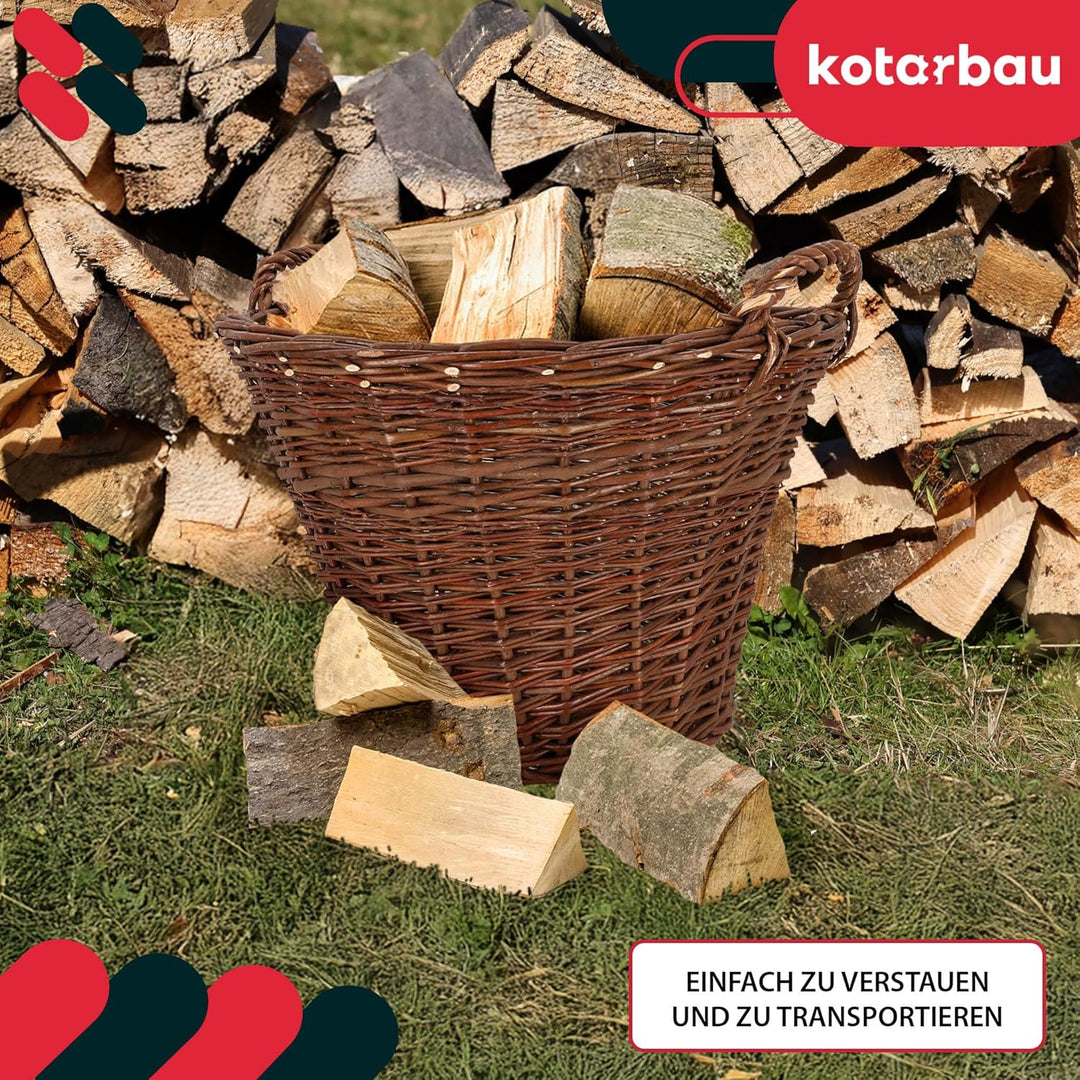 KOTARBAU® Weidenkorb mit Griffen - ø 60 cm - Blumen Korb - Aufbewahrung von Spielzeug - Holzkorb für