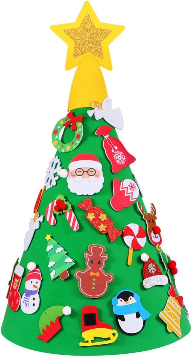 29 Stück Filz Weihnachtsbaum hängend für Kinder DIY Home Party Dekoration