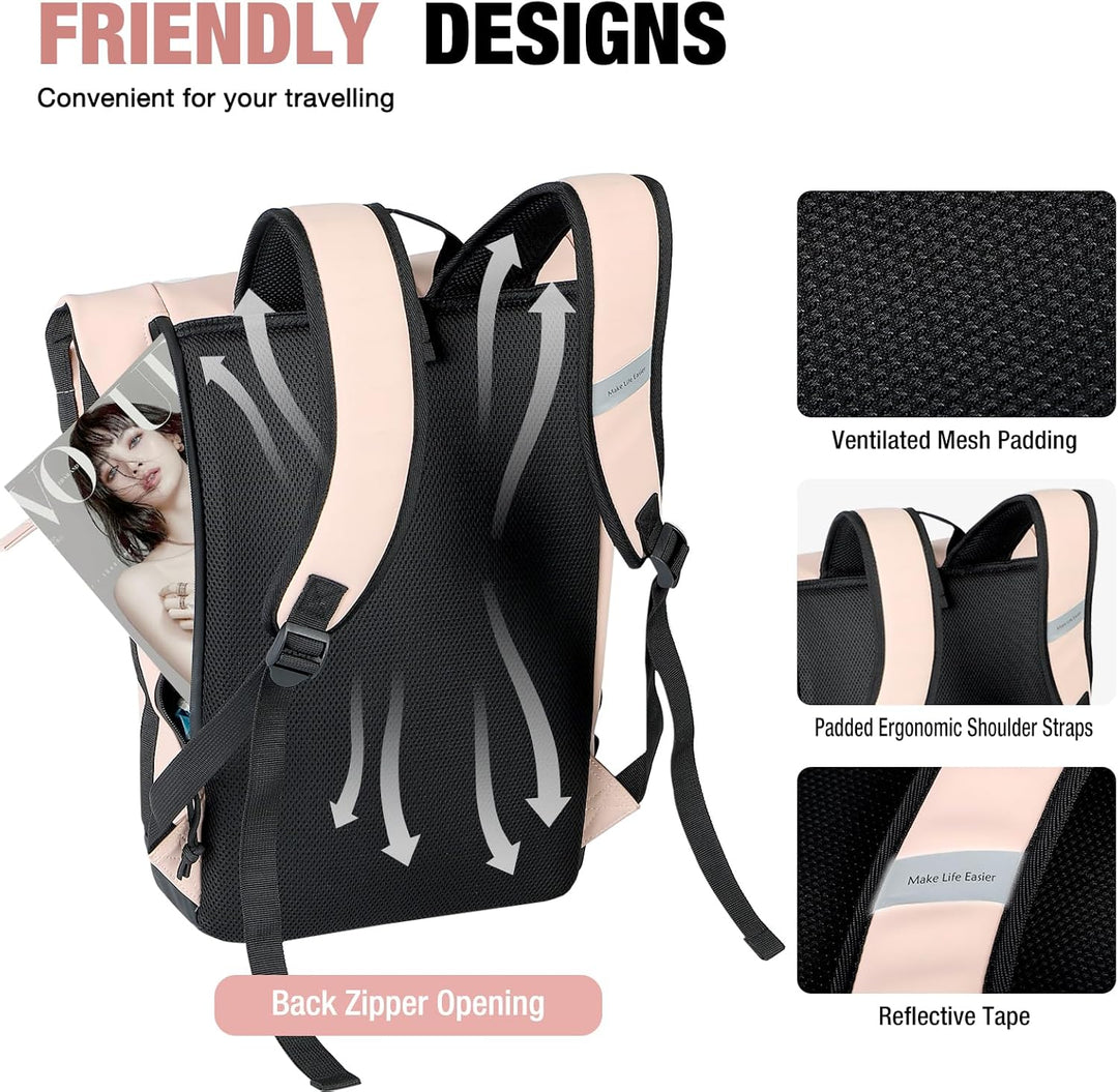 Rolltop Rucksack Damen & Herren, Elegant Laptop Rucksack Wasserdicht mit 17 Zoll Laptopfach, Grosser