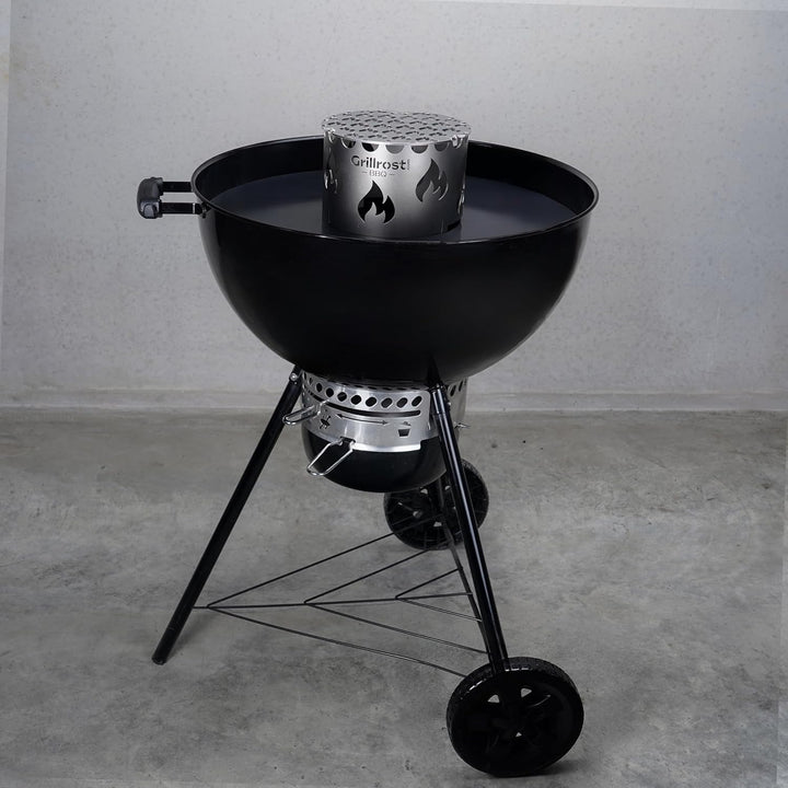 Edelstahl Grilleinsatz für alle Feuerplatten mit 20cm Feuerloch mit Flammenbranding Grilleinsatz Ø 2