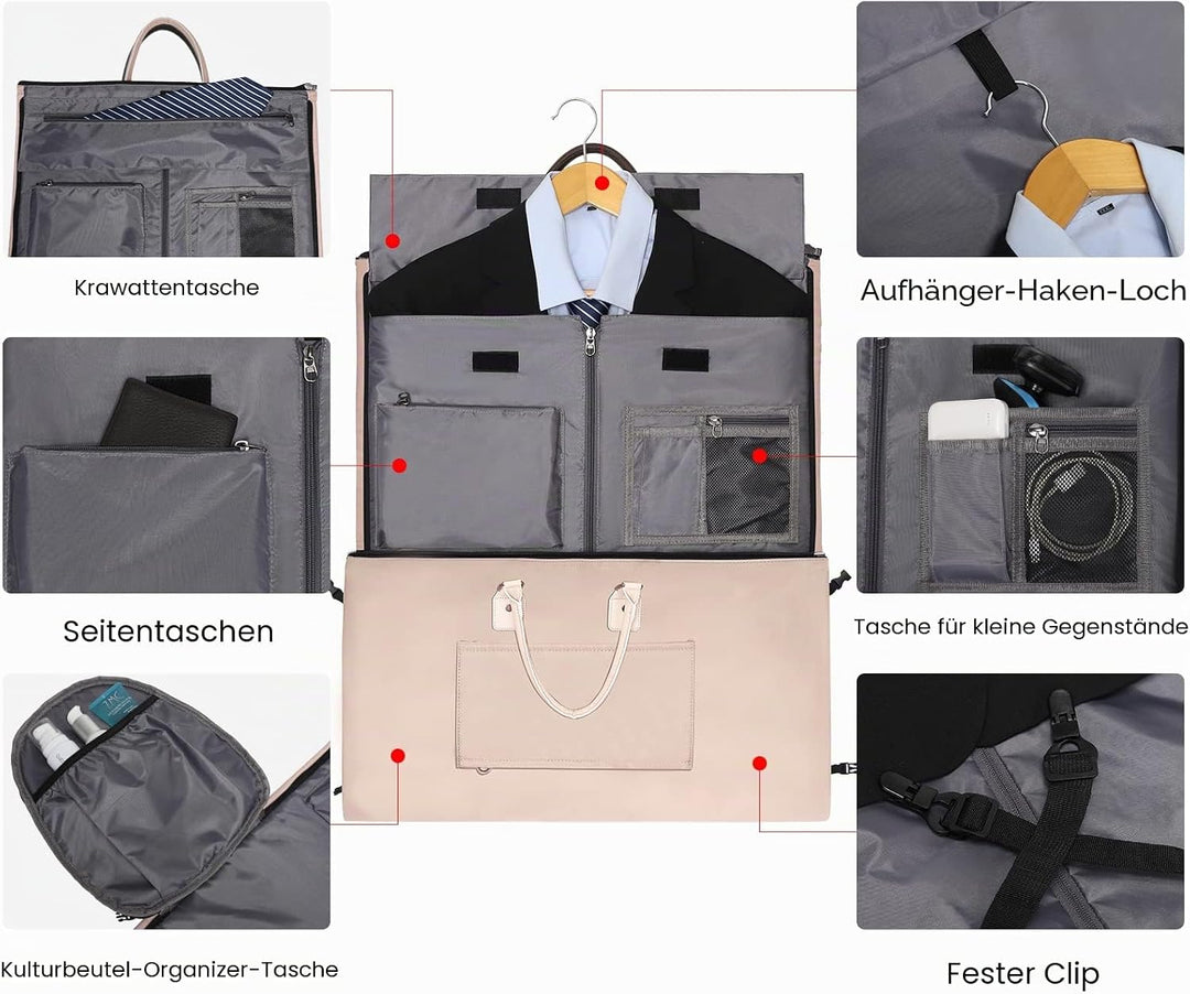 Modoker Wandelbare Kleidersäcke für Reisen, Handgepäck für Damen und Herren, Weekender – 2 in 1 häng