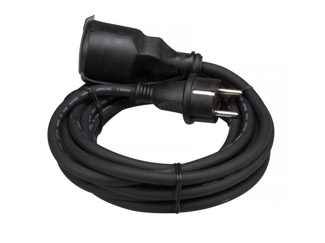 PEREL - EC05R15 Gummi Verlängerungskabel, Kabellänge 5 m, Schwarz 176604