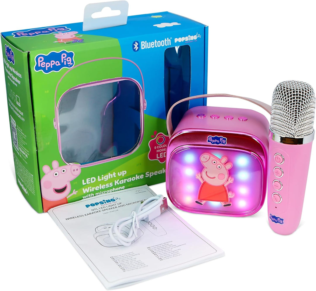Peppa Pig Popsing LED Light up Wireless Karaoke Speaker with Microphone
