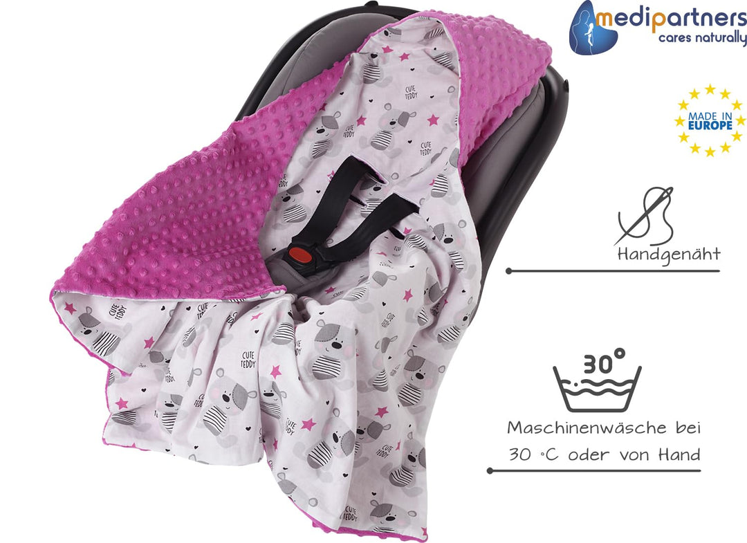 Medi Partners Einschlagdecke 100% Baumwolle 85x85cm Kuscheldecke für Kinderwagen Babyschale universa