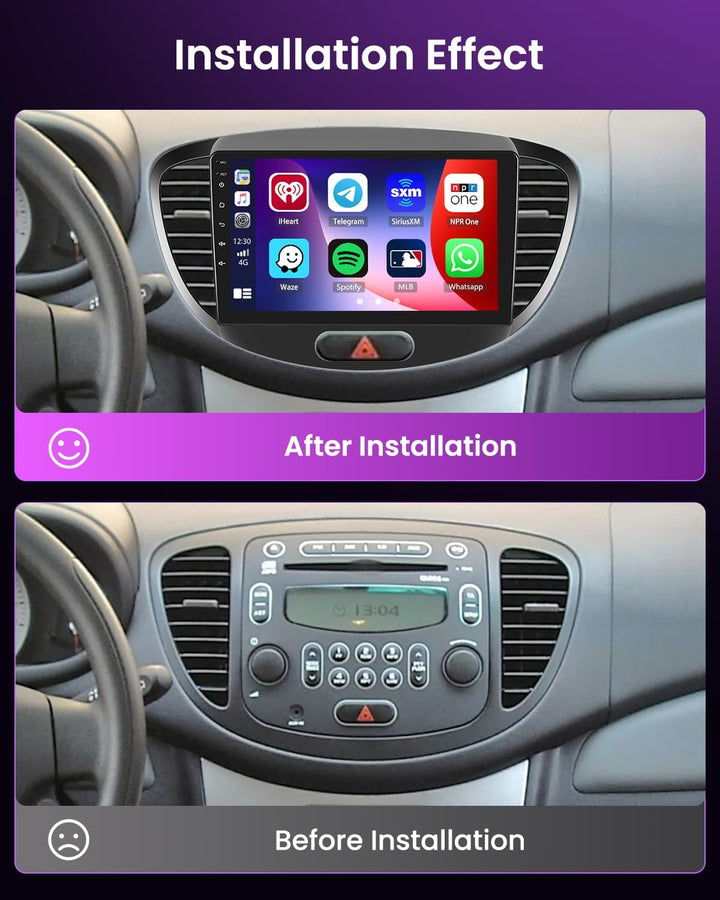 Inefala 4+64G Android 15 Autoradio für Hyundai i10 2007-2013 mit Wireless CarPlay Android Auto, 9 Zo