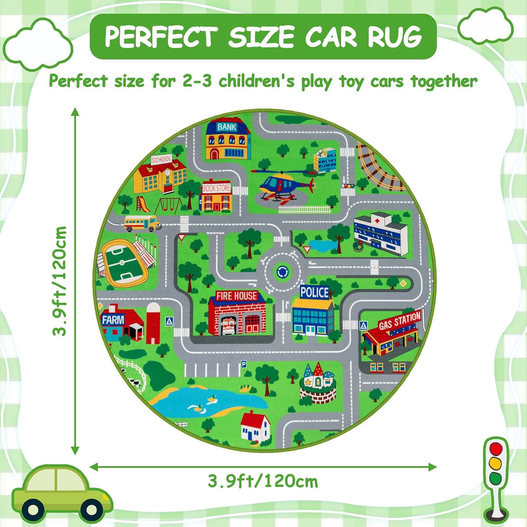 Capslpad Kinder Spielmatte ø120cm rutschfeste Kinderteppich Spielmatte für Spielzeugautos Waschbar S