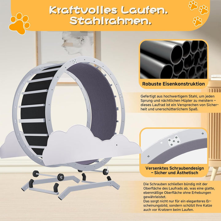 GTPLAYER Katzenlaufrad, laufrad Katze, Extra grosser 100 cm, ultraleises Laufrad mit Abnehmbarer Tep