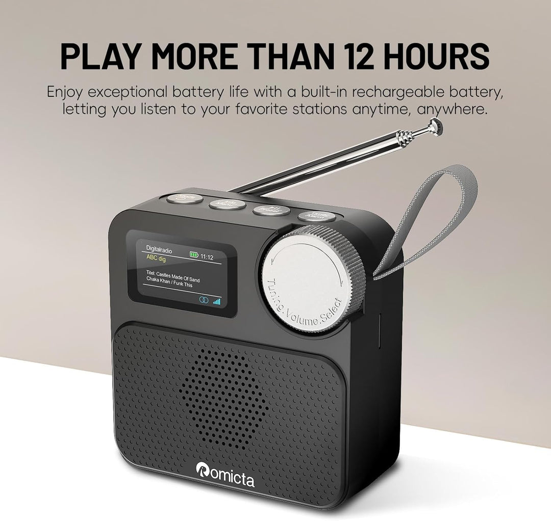DAB/DAB+ Radio mit Bluetooth 5.0, tragbares Digitalradio mit UKW, Farbdisplay, MicroSD-Karten-Slot,