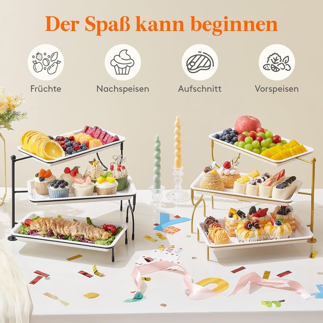 Lifewit Etagere 3 Etagen mit 30 x 17 cm/12x 6.5 Servierplatte, Kunststoff Serviertablett Serviertell