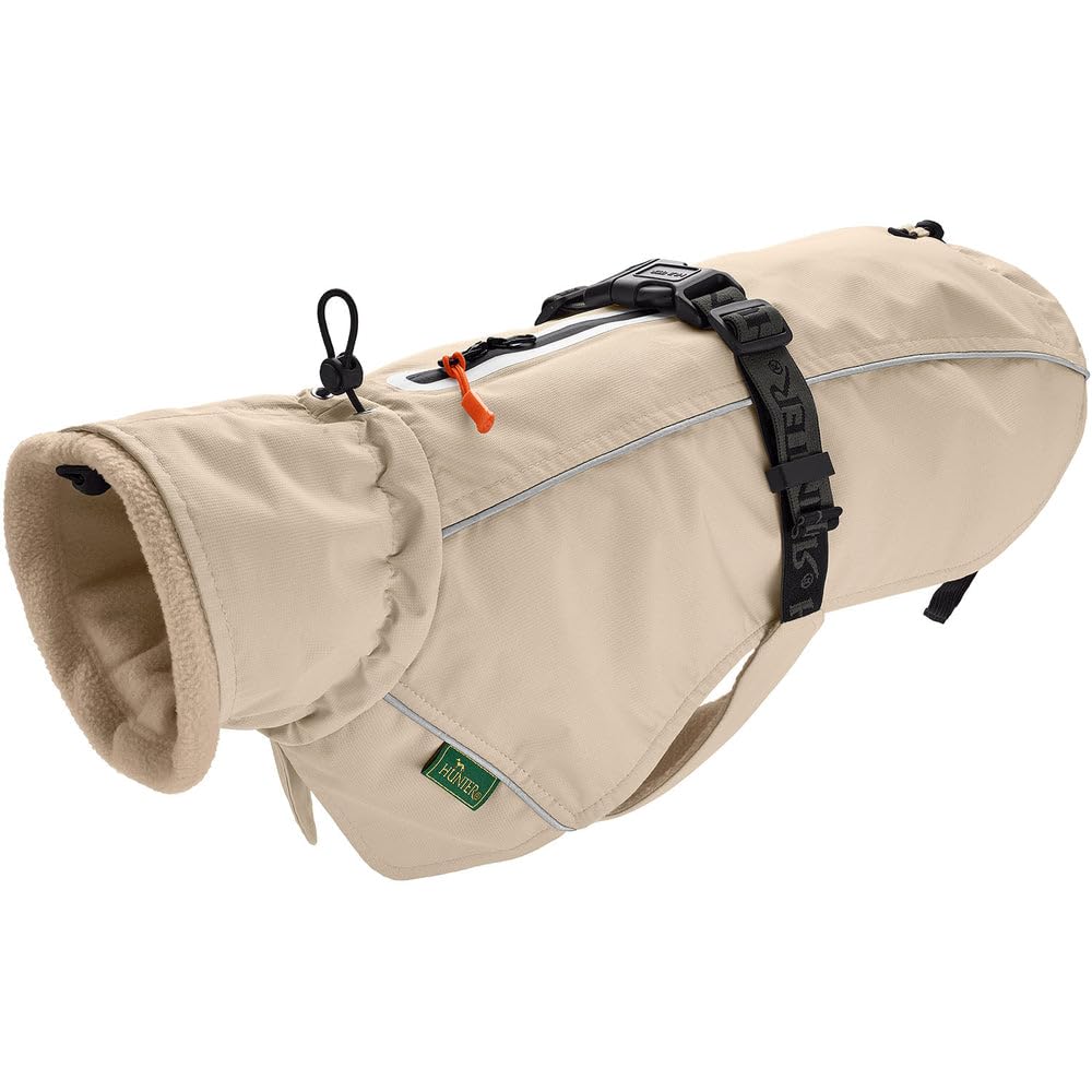 HUNTER Hundemantel NORDBY, Farbe: Creme, wasserabweisend, warm gefüttert, reflektierend, ideal für O