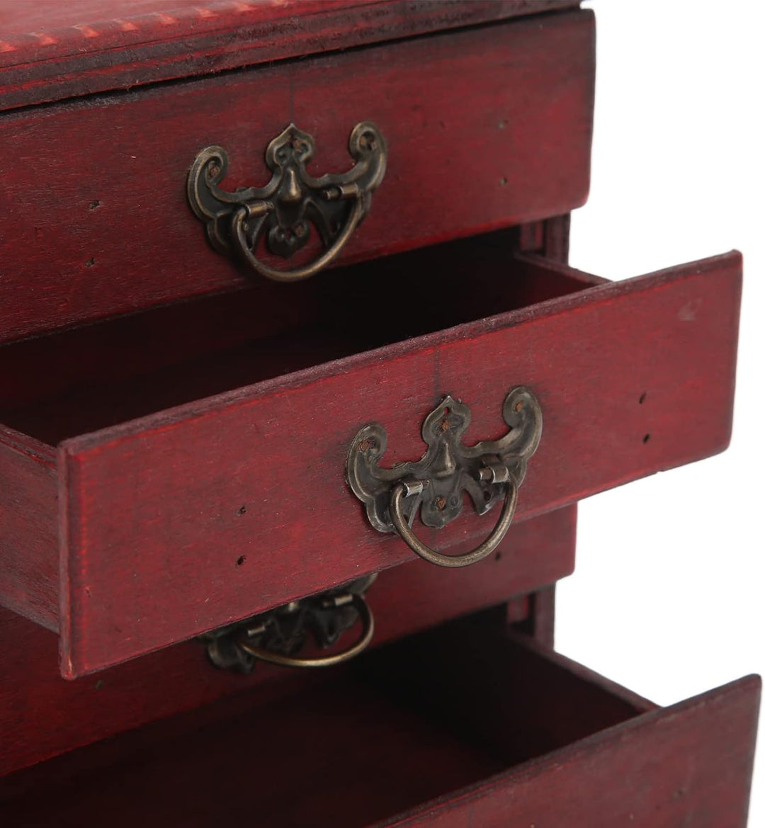 Buachois Holz Schmuckschatulle mit 4 Lagiger Schublade, 16x15x11 cm Retro Chinesischen Deko Schmuckk