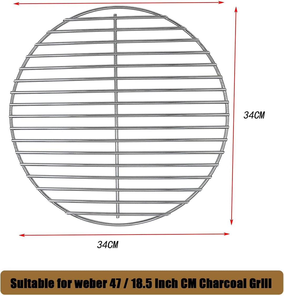 Denmay 34cm DIA Kohlerost (Kein Grillrost) 7440 für Weber DIA 47cm Holzkohlegrill One-Touch, Bar-B-K