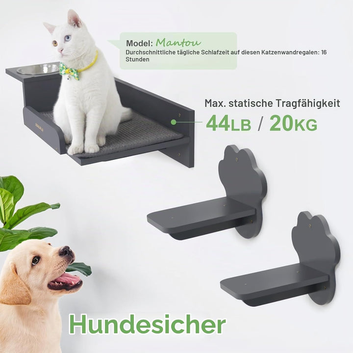 SONGWAY Katzen Kletterwand Set mit Katzennapf - Katzenliege mit Futterstelle und Katzentreppe für Wa